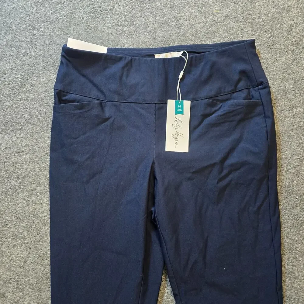 Lady Hagan Pants Womens Size Large Blue Pull On Ankle Golf Performance Casual - Picture 2 of 13